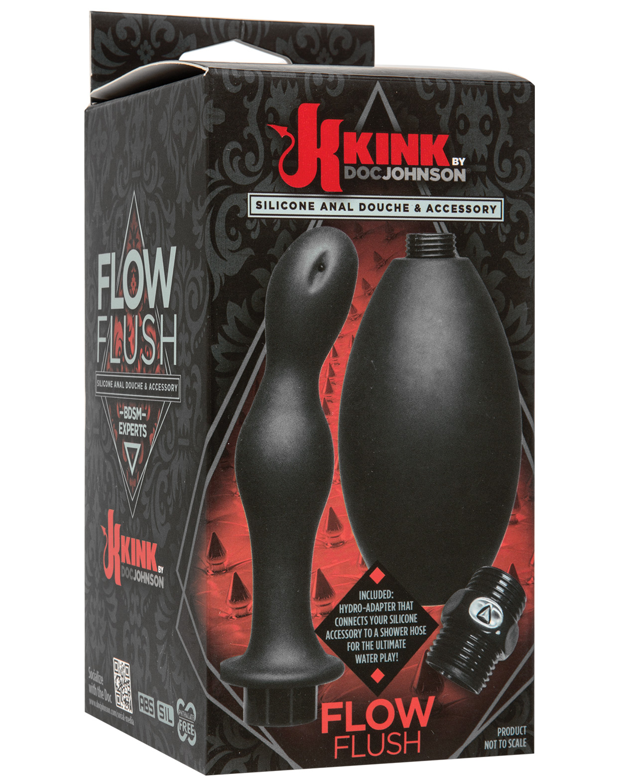 Kink Flow Silicone Anal Douche & Accessory - Black - Caliente Adult