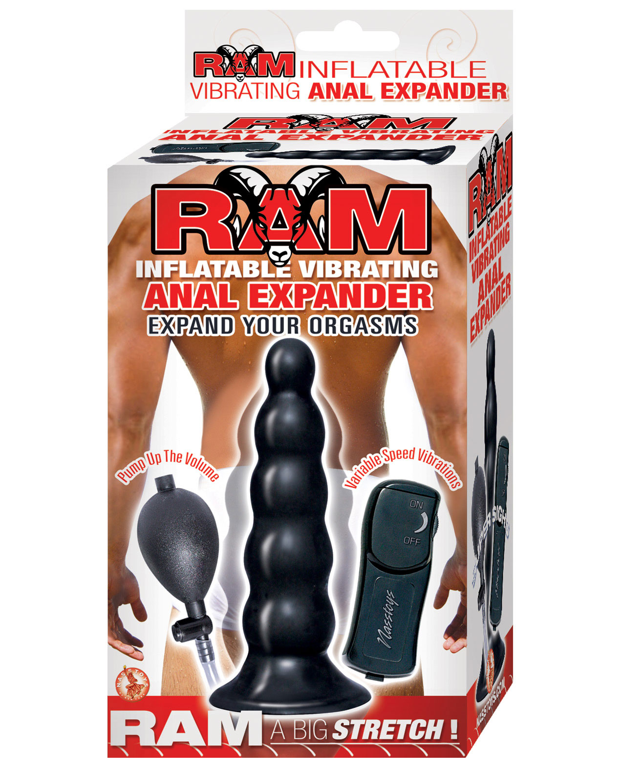 Ram Inflatable Vibrating Anal Expander - Black - Caliente Adult.