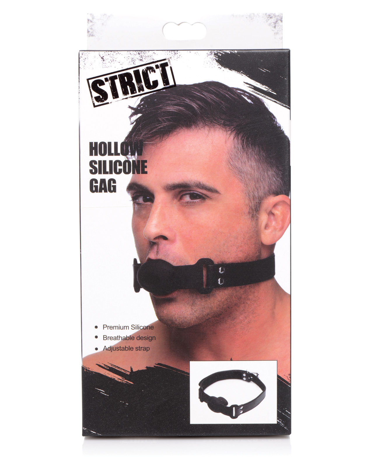 Strict Hollow Silicone Ball Gag - Black - Caliente Adult