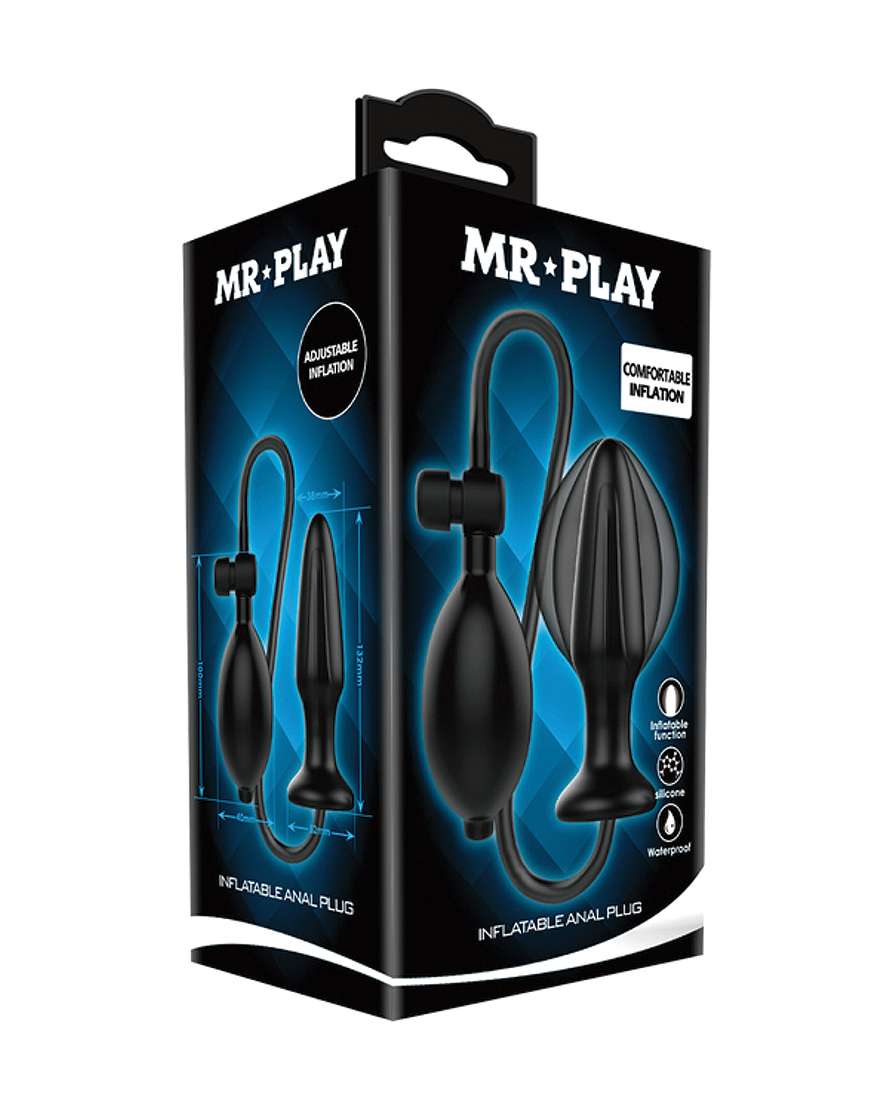 Mr. Play Inflatable Anal Plug - Black - Caliente Adult